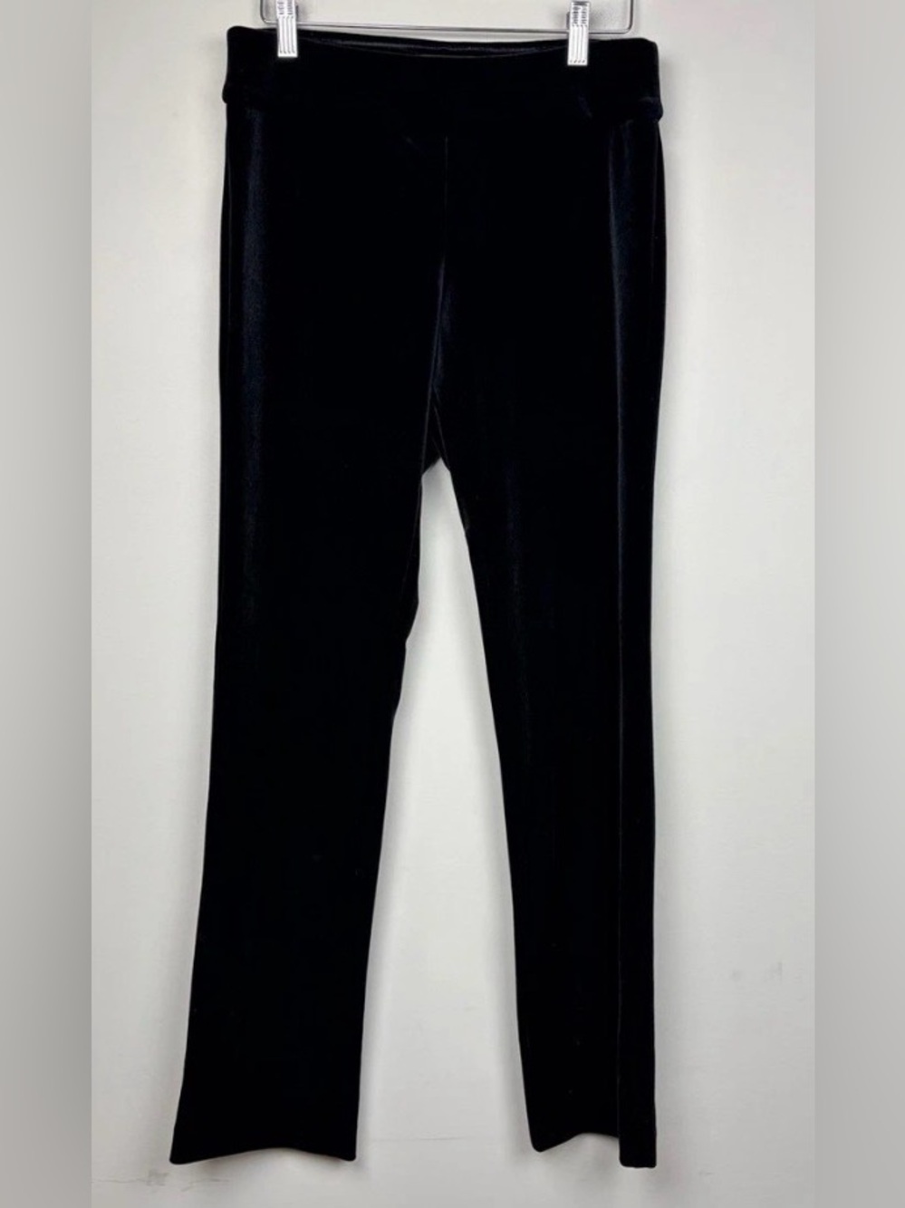 Krazy Larry Black Velvet Pull On Pants Women's Sz 10 Stretch Straight Leg USA